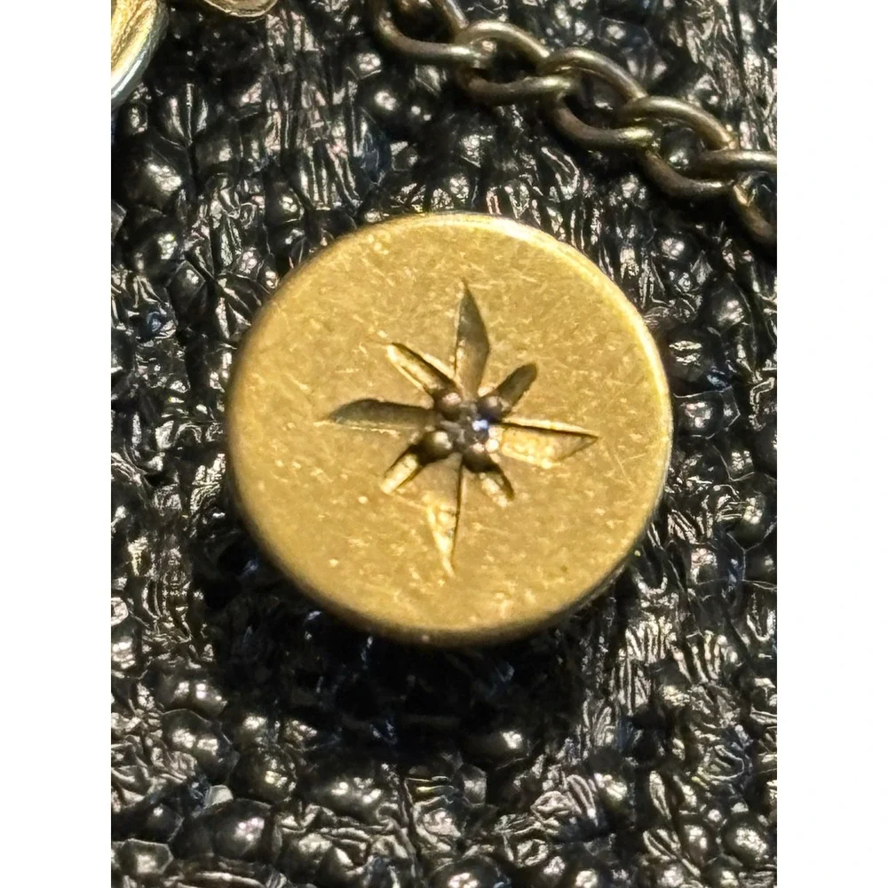 VTG 1/20 12k GF Gold‎ Starburst Lapel Pin Tie Tack Chain Diamond Accent
